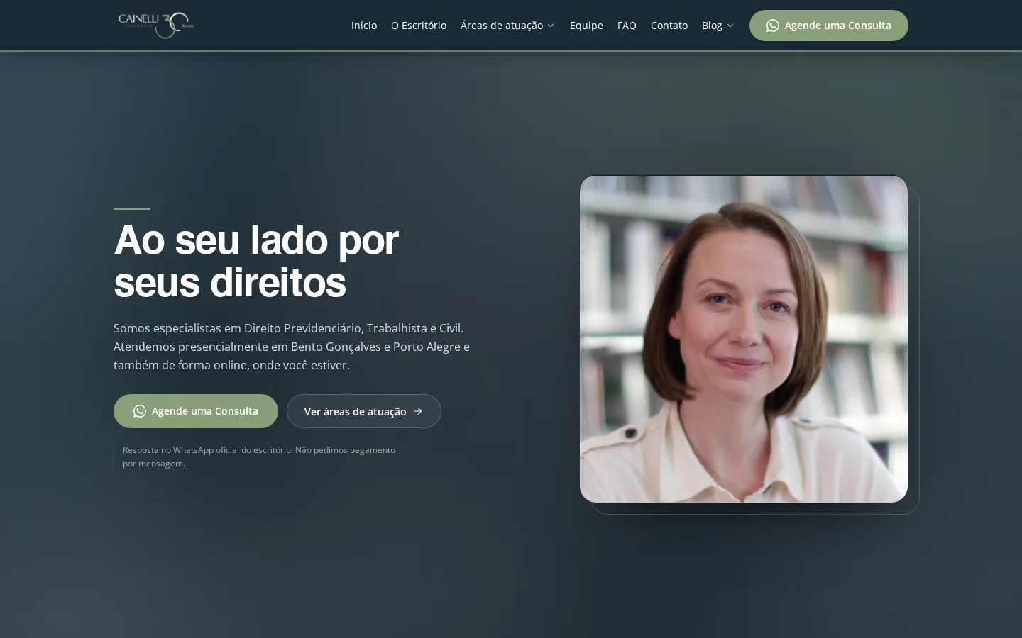 Site entregue: Cainelli Advogados
