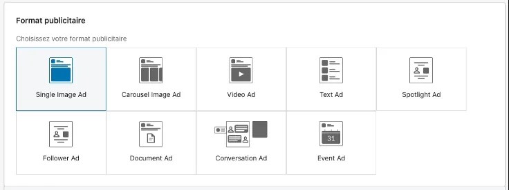 exemplos de tipos de anúncio para Linkedin Ads_ferramentas do Linkedin